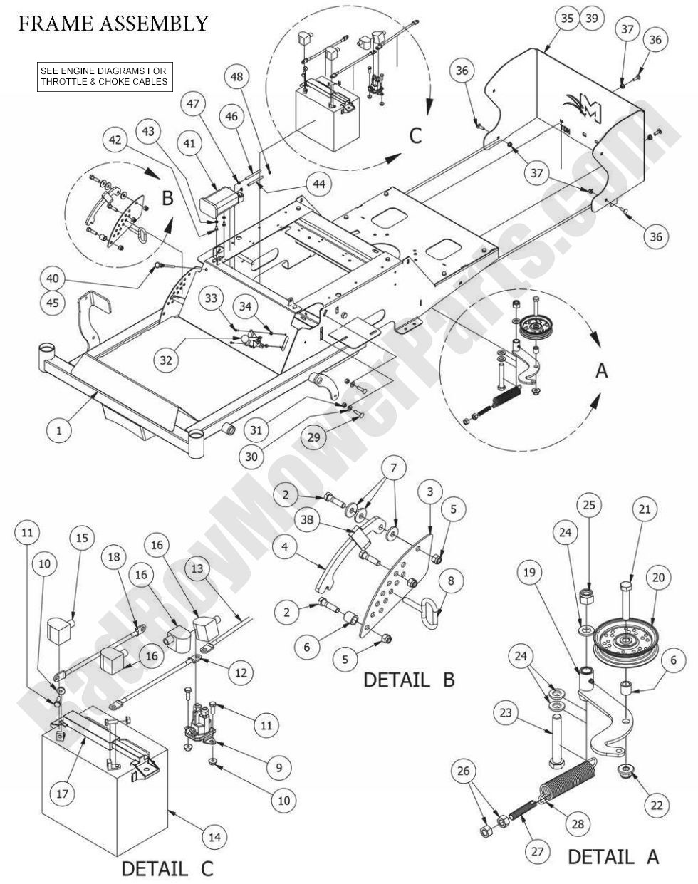 963 - Bad Boy Mower Parts Lookup > 2014 > MZ > Frame Assembly